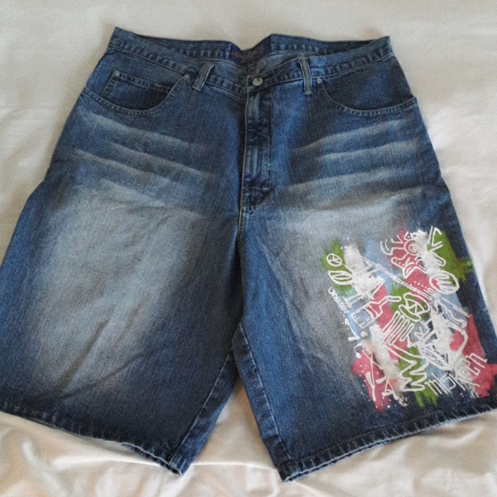 Mens Miskeen painted denim shorts